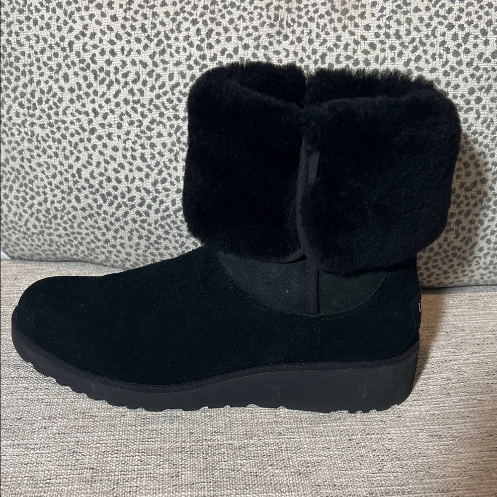 Women's Black Fur-Lined UGG Boots Ladies 9.5. SH169 - Picture 2 of 9